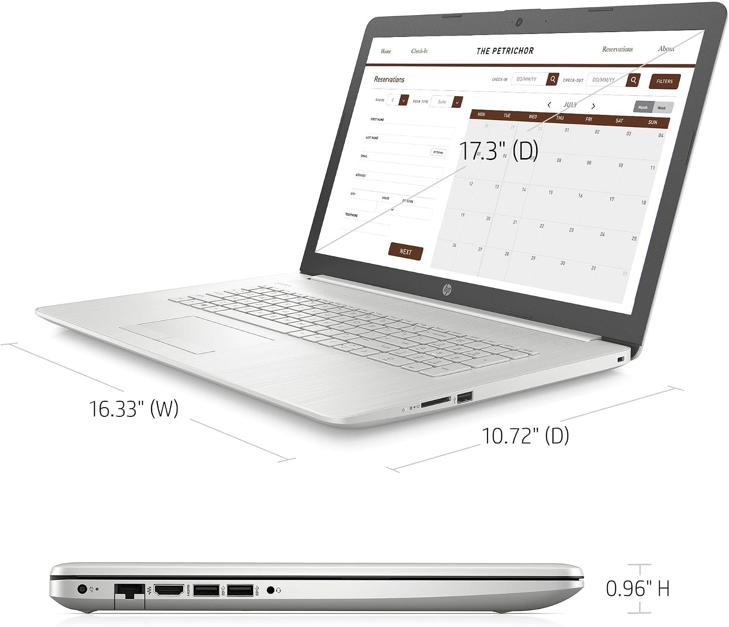 HP 2022 17.3' HD+ Display Laptop, 11th Gen Intel Core i3-1115G4(Up to 4.1GHz, Beat i5-1030G7), 16GB DDR4 RAM, 1TB PCIe SSD, Bluetooth, HDMI, Webcam, Windows 11, Silver, w/ 3in1 Accessories