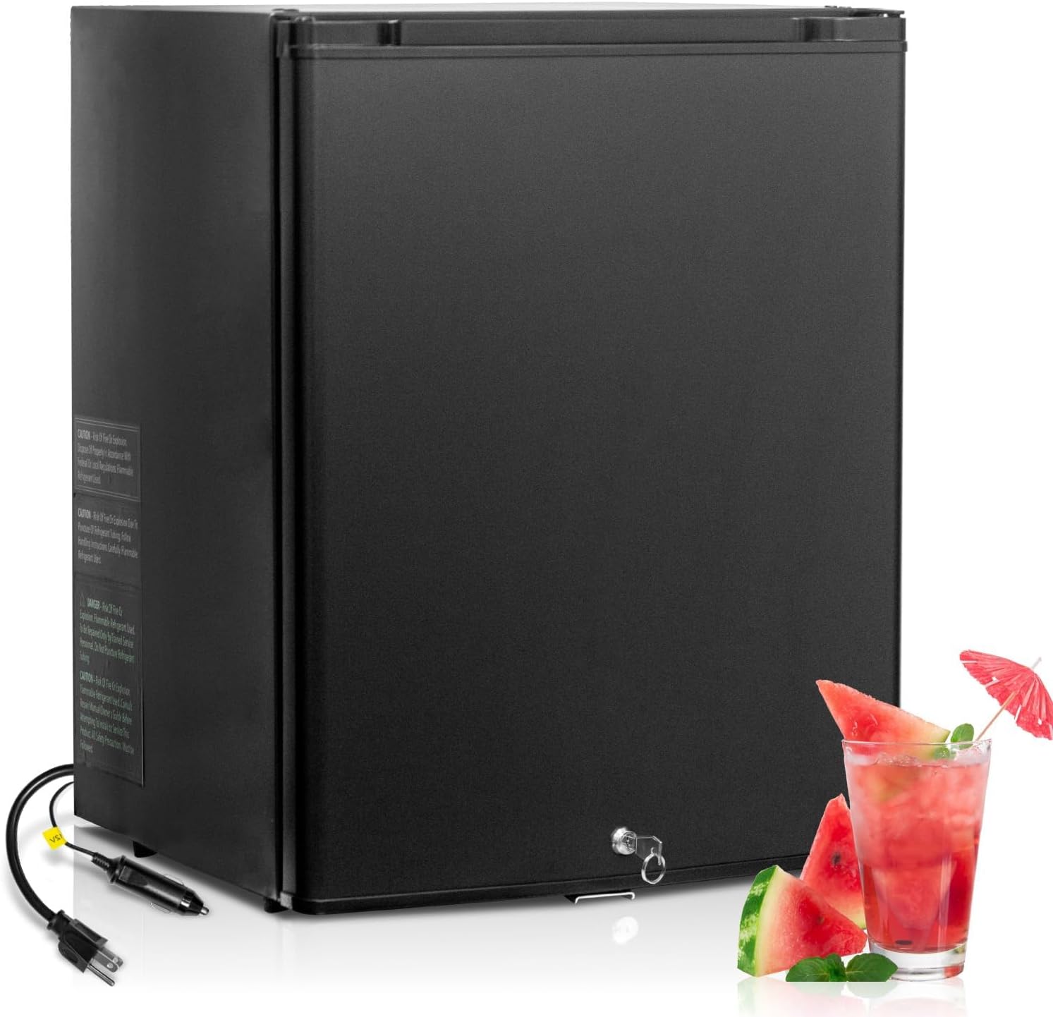 Smad Mini Fridge with Lock 2.1 Cu Ft, 12v RV Refrigerator, Silent Mini Fridge, Semi Truck Refrigerator 2 Ways 12V DC/110V AC Bedroom, RV, Semi Truck, Office, Black