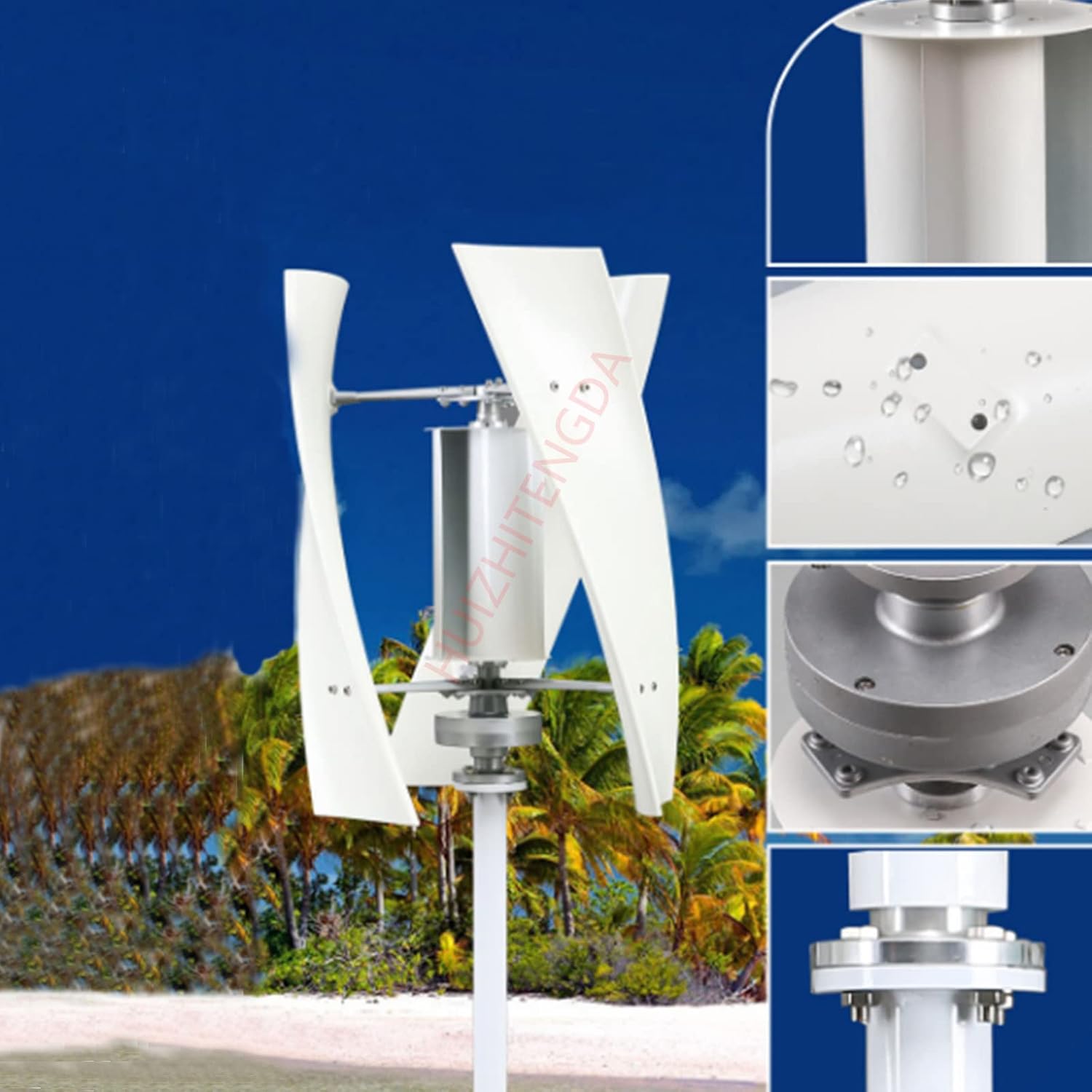Wind Turbine Generator Kit 1000W 12V 24V 48V Portable Vertical Wind Power Turbine Generator Kit,3 Blade Wind Generator Kit with Charge Controller
