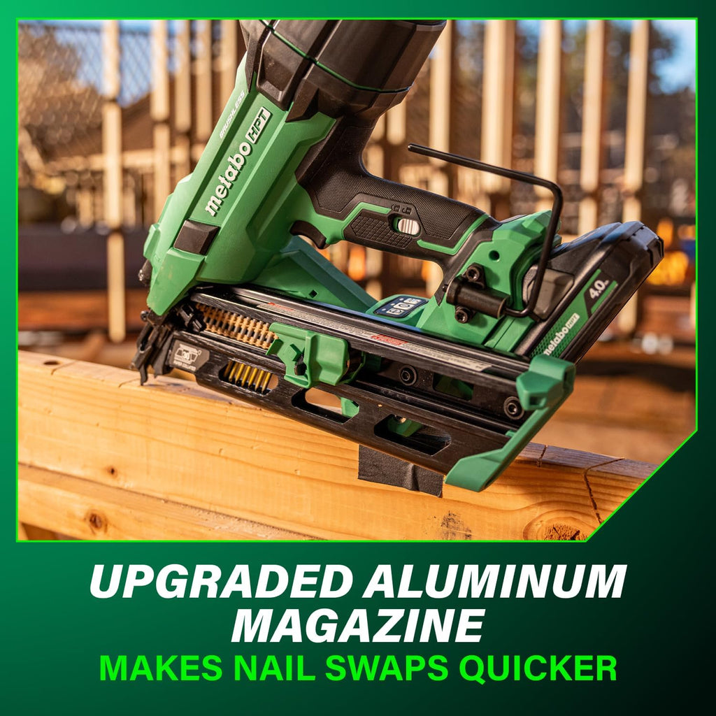 Metabo HPT 18V MultiVolt Cordless 30° Paper Tape Framing Nailer Kit, 3-1/2' Framing Nailer, Power Tool with 4.0Ah Lithium Ion Battery, Drives 2' to 3-1/2' Nails, Powerful Brushless Motor, NR1890DCA