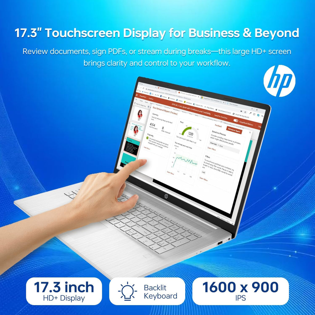 HP 17z Laptop, 17.3'' HD+ Touchscreen, Intel Core i7-1165G7 Processor, 16GB DDR4 RAM, 1TB PCIe NVMe SSD, Wi-Fi 6, Backlit Keyboard, HDMI, Windows 10 Home, Silver