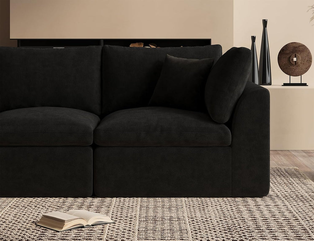 ohllob 78.9' Loveseat Sofa, Cloud Boneless Couches for Living Room, Modern Modular Sectional Sofa, Oversized, Black
