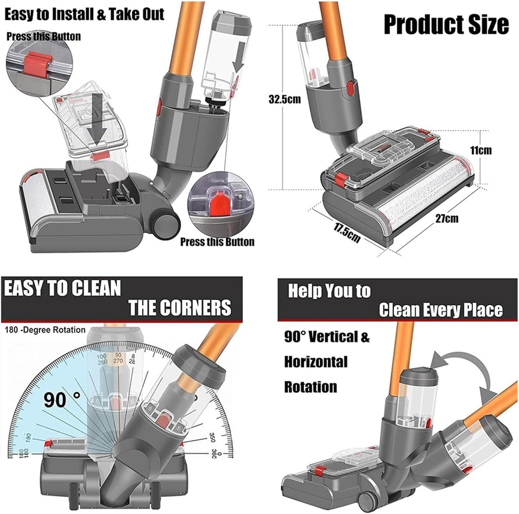 Wet and Dry Scrubbing Brushes ，Compatible for Dyson ，V15 V11 V10 V8 V7 Electric Broom Heads, Equipped with Cleaning and Sewage Tanks