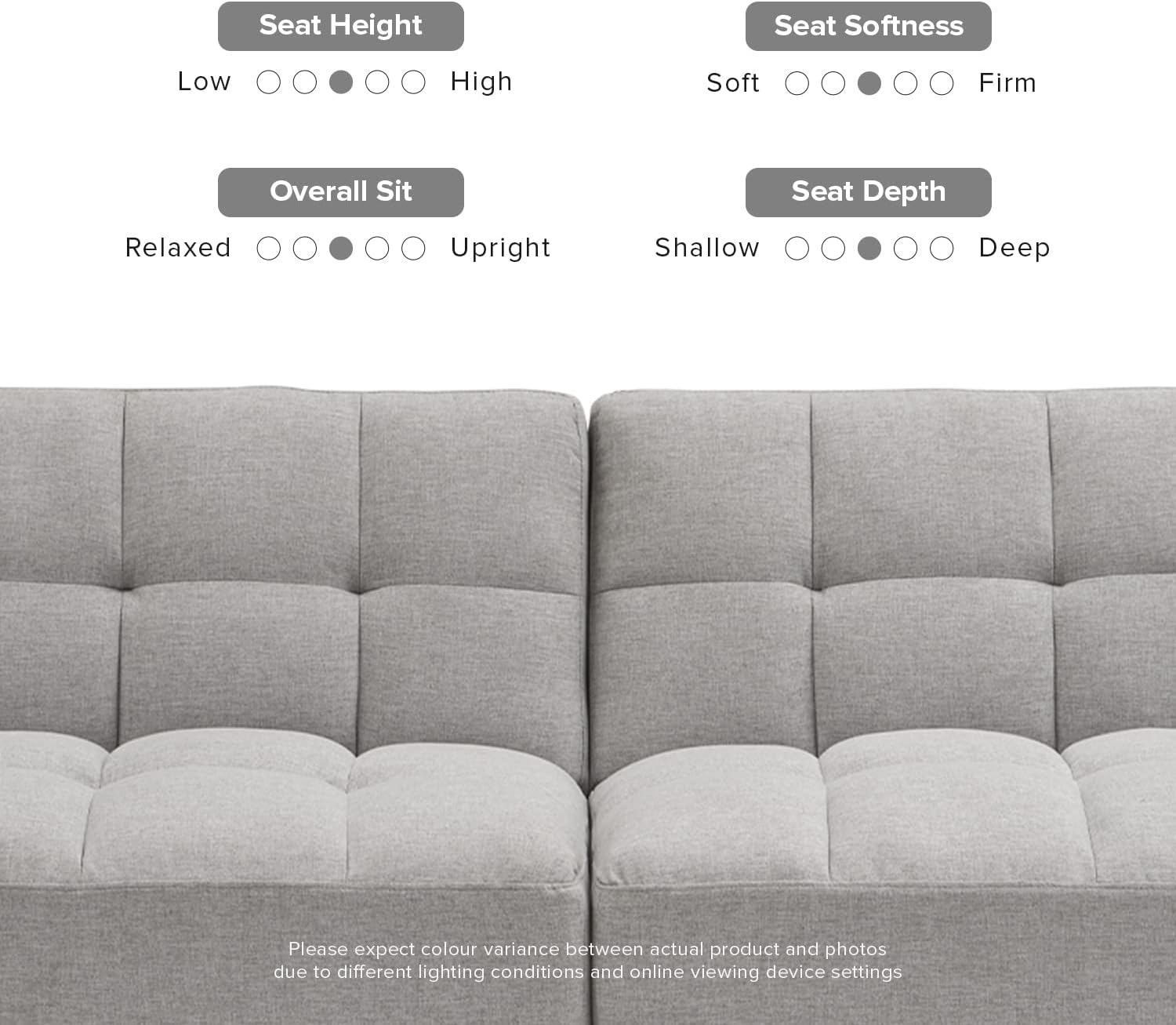 mopio Aaron 76.8' Couch, Small Futon Sofa Bed, Sleeper, Loveseat, Mid Century Modern Futon Couch, Sofa Cama, Couches for Living Room, Bedroom (Light Gray, Fabric)