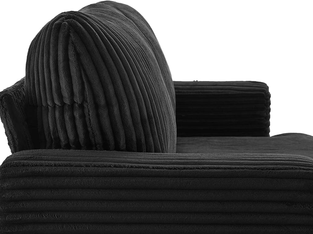 89' Black Couches for Living Room, 3 Seater Couch with Deep Seat, Oversized Loveseat Sofa for Apartment and Small Spaces