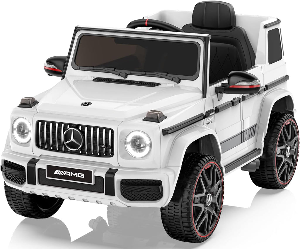 ANPABO Licensed Mercedes-Benz G63 Car for Kids, 12V Ride on Car w/Parent Remote Control, LED Headlights, Music Player & Horn, Soft Start, Low Battery Prompt, Kids Electric Car, White