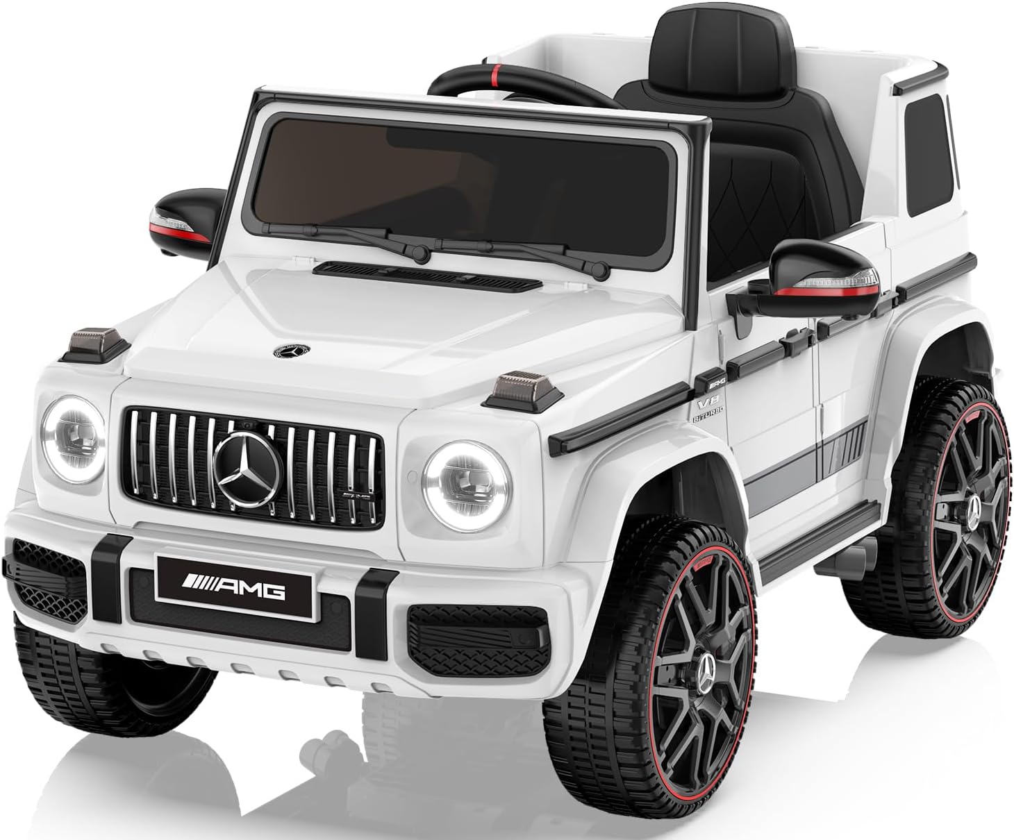 ANPABO Licensed Mercedes-Benz G63 Car for Kids, 12V Ride on Car w/Parent Remote Control, LED Headlights, Music Player & Horn, Soft Start, Low Battery Prompt, Kids Electric Car, White