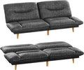 Homall Futon Sofa Bed, Modern Loveseat Futon Couch with Adjustable Backrest and Armrests, Sleeper Sofa Bed with Wood Frame for Living Room, Office, Apartment (Leathaire, Coal Black)