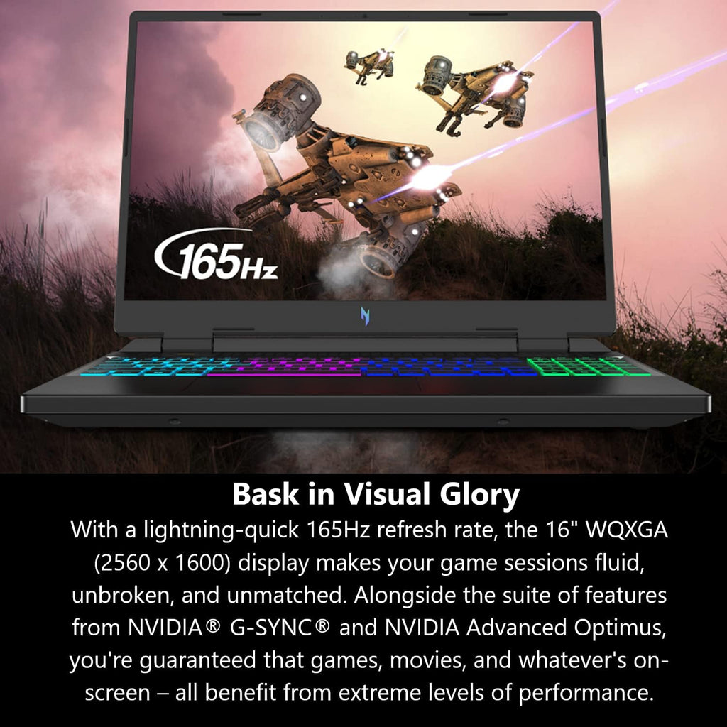 Acer Nitro 16 Gaming Laptop | AMD Ryzen 9 7940HS Octa-Core CPU | NVIDIA GeForce RTX 4070 Laptop GPU | 16' WQXGA 165Hz IPS Display | 16GB DDR5 | 1TB Gen 4 SSD | Wi-Fi 6E | RGB Backlit KB | AN16-41-R5KC