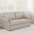 Novilla 57' Linen Loveseat - Small Sofa w/ 2 Bolster Pillows for Apartment, Easy Assembly, Beige