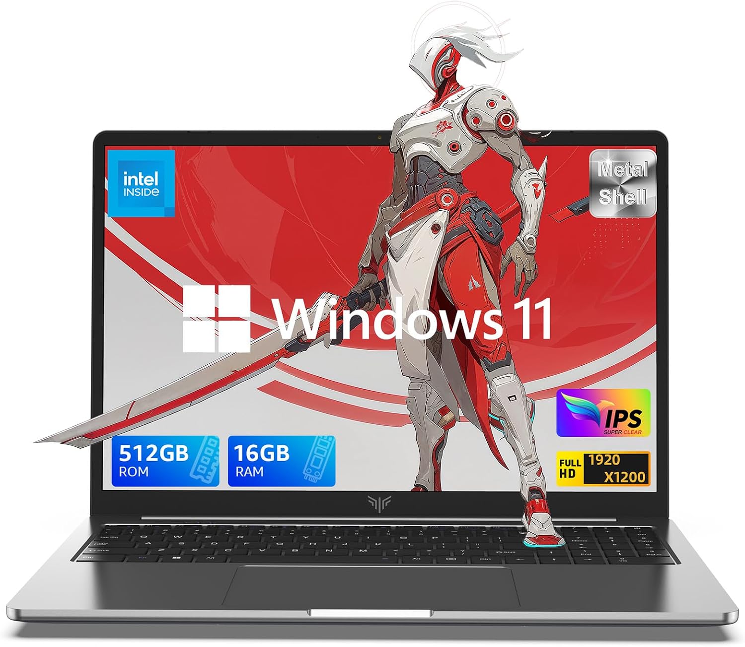 KAIGERR Laptop, 16GB DDR4 512GB SSD Laptop Computer, 16.0inch Windows 11 Laptop with Ιntel 12th Quad-Core Processor(Up to 3.6GHz), 1920P FHD Display, WiFi 6, USB3.2, Type_C,Long Battery Life