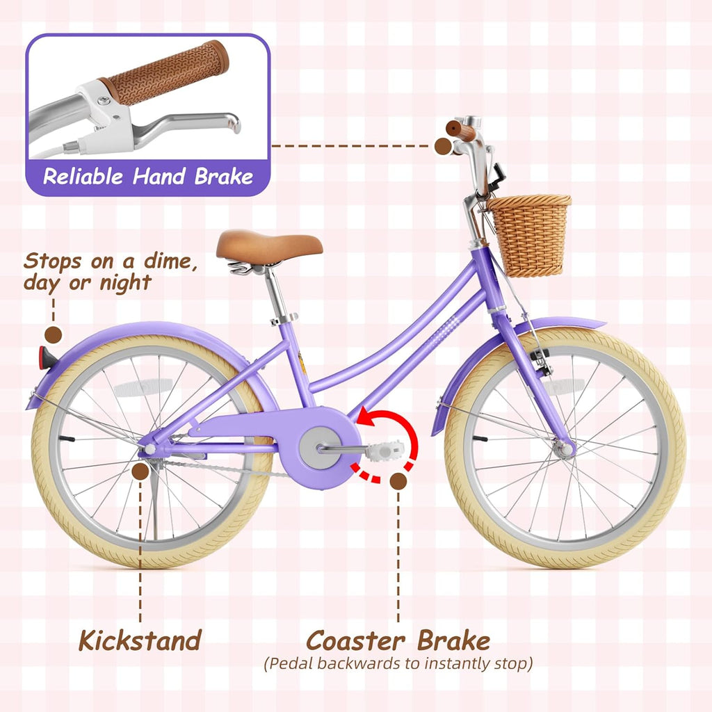 Glaf Toddler Bike 12 14 16 20 Inch Girls Bike with Training Wheels Kids Bike for 2-12 Year Old with Doll Seat & Basket