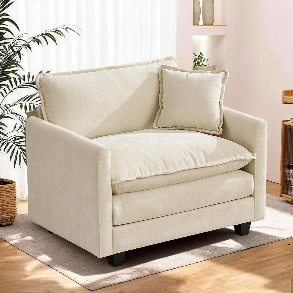 SoarFlash Chenille Single Seat Sofa, with Armests, Beige