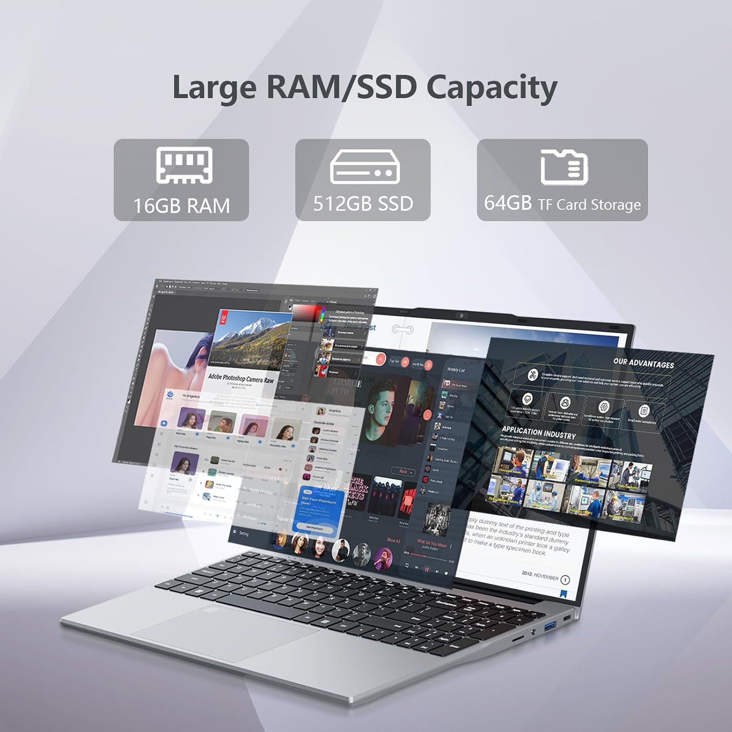 Gaming Laptop, Twin Lake N150 Laptops(up to 3.6GHz), 15.6 inch Lap top with 16GB DDR4 512GB SSD, Backlit KB Fingerprint, FHD 1920*1080, Win 11 Pro, WiFi 5,BT 4.2, Portable Laptops, Gaming laptops