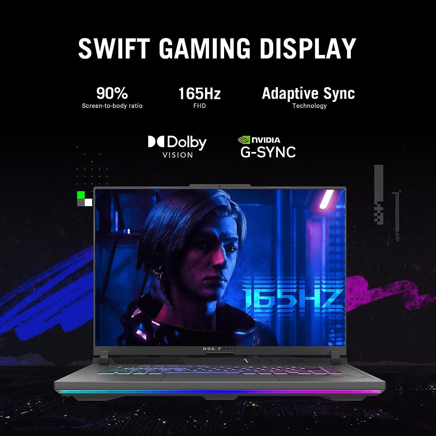 ASUS ROG Strix G16 5070Ti Gaming Laptop, AMD Ryzen 9 8940HX(16 cores), 32 GB DDR5 RAM, 2 TB PCIe SSD, 16' WUXGA 165Hz 3ms 100% Standard RGB Display, RGB KB, Dolby Atmos, Win 11 Pro, w/Accessories