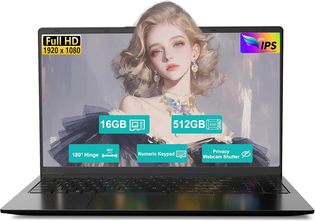 15.6' FHD Student-Laptop AMD Ryzen 5(Beat i5-1135G7, Up to 3.7GHz) 16GB RAM 512GB SSD, Radeon Vega 8 GPU Gaming-Laptop with 65W Fast Charging BT5.0 Webcam Privacy Shutter Numpad for Office Home Study