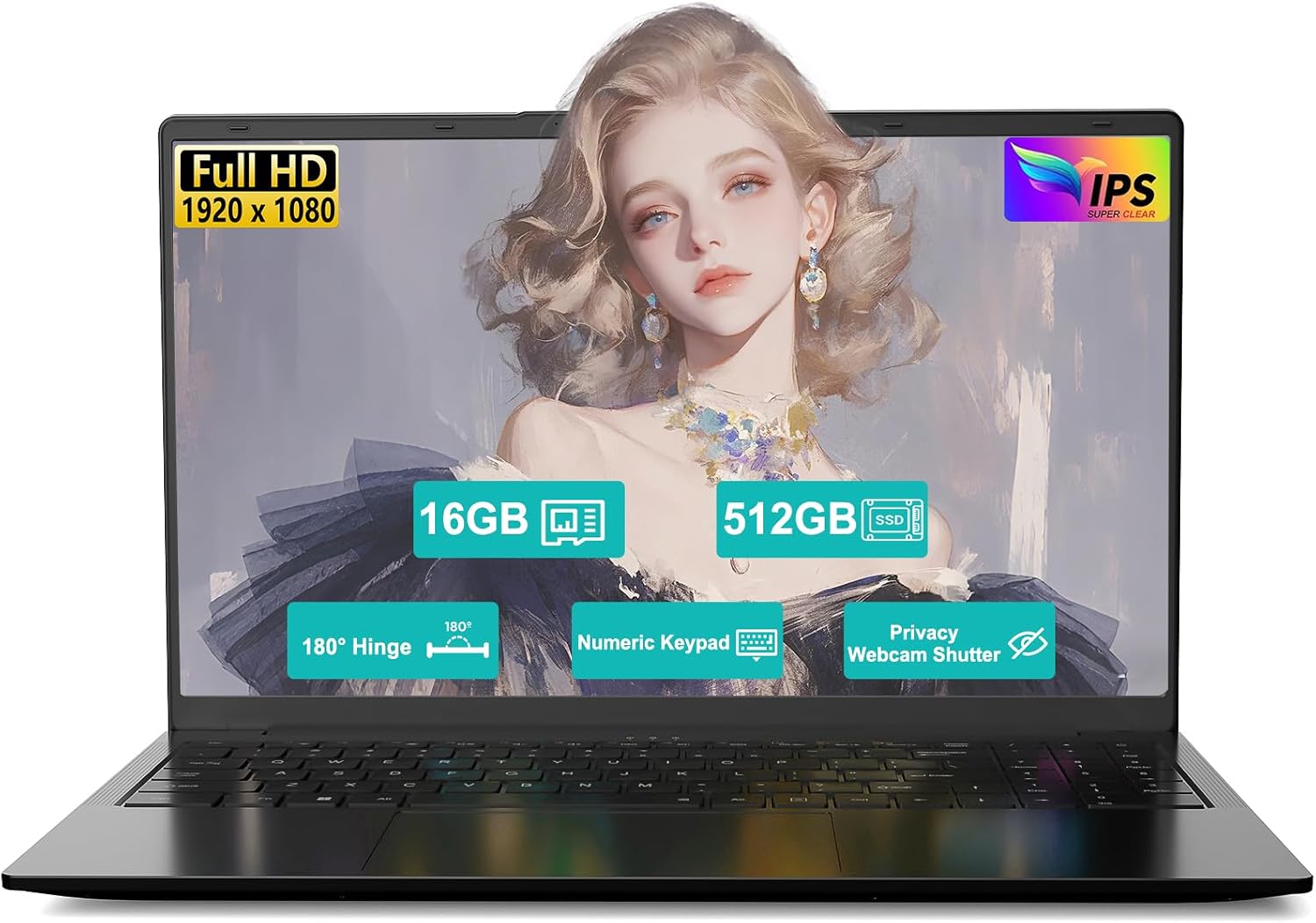 15.6' FHD Student-Laptop AMD Ryzen 5(Beat i5-1135G7, Up to 3.7GHz) 16GB RAM 512GB SSD, Radeon Vega 8 GPU Gaming-Laptop with 65W Fast Charging BT5.0 Webcam Privacy Shutter Numpad for Office Home Study