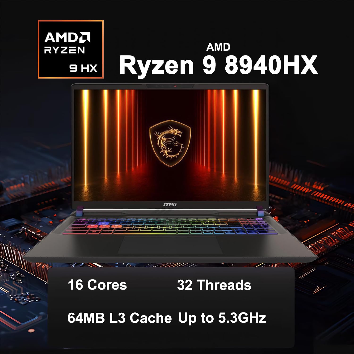 msi Vector A16 HX Gaming Laptop 16' QHD+ IPS 240Hz AMD 16-core Ryzen 9 HX (Up to 5.3GHz) 32GB RAM 1TB SSD GeForce RTX 5070 Ti (Up to 992 AI Tops) RGB Backlit Thunderbolt Win11 ICP Hub PC