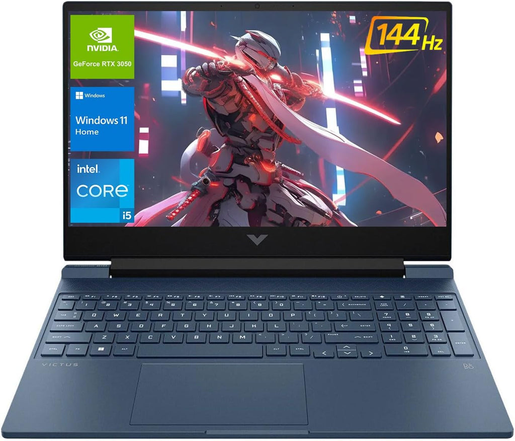 HP Victus 15.6 i5 Gaming Laptop, 15.6' FHD 1920*1080 144Hz, Intel Core i5-12450H, NVIDIA GeForce RTX 3050, 32GB RAM, 2TB SSD, Backlit KB, Touchpad, SD Card Reader, Webcam, HDMI, Wi-Fi 6, W11 H, Blue