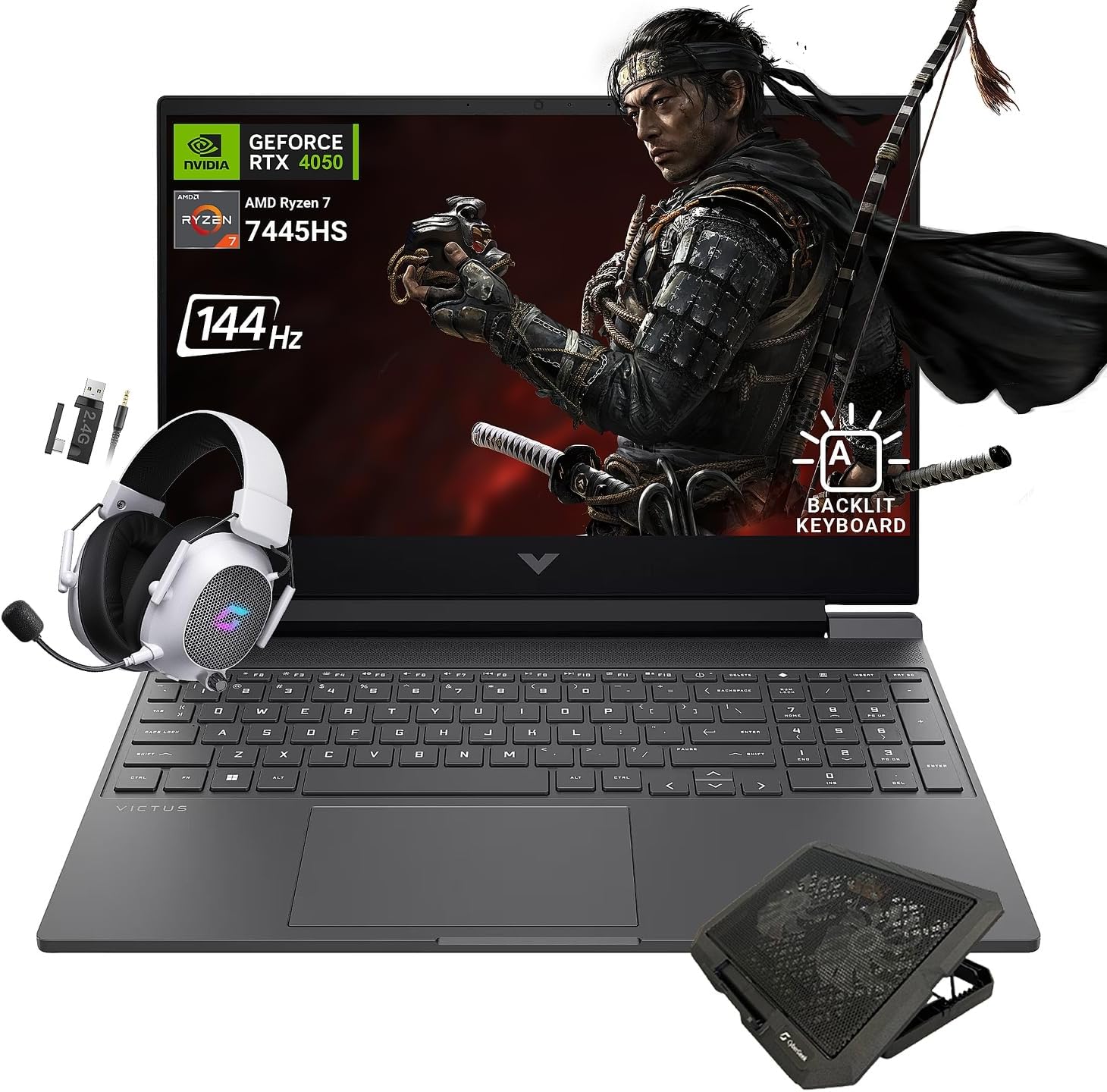 HP Victus 15.6' FHD 144Hz Gaming Laptop, AMD Ryzen 7 7445HS, NVIDIA GeForce RTX 4050, 64GB DDR5 RAM, 2TB PCIe 4.0 SSD, Backlit KB, Copilot, Silver, Bundle with Mytrix Accessories