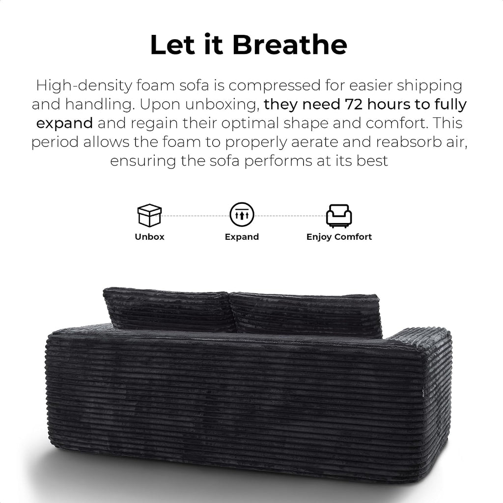 LIKIMIO 71' Cloud Loveseat Sofa in a Box, No Assembly Required Comfy Deep Seat, Modern Small Couch with Plush Fabric for Living Room, Bedroom, Apartment, Home Office, Black