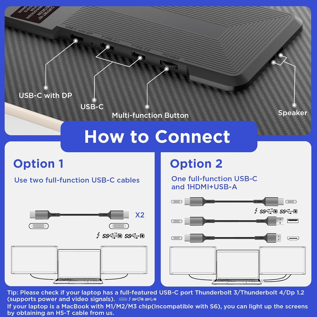 Maxfree Laptop Screen Extender, 15.6'' Dual Monitor for Laptop 13'-17.3', FHD 1080P, 11 Display Modes, Plug & Play Triple Screen Monitor for Mac Windows – Ideal for Office, Travel, Gaming