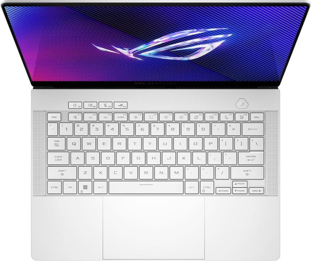 ASUS ROG Zephyrus G14 14.0' OLED 120Hz QHD White Gaming Laptop (AMD Ryzen 9 8945HS, RTX 4060 8GB, 16GB LPDDR5X RAM, 2TB PCIe SSD, RGB Backlit KB, Wifi 6E, Bluetooth 5.3, Micro SD, Win11Home) w/DKZ Hub