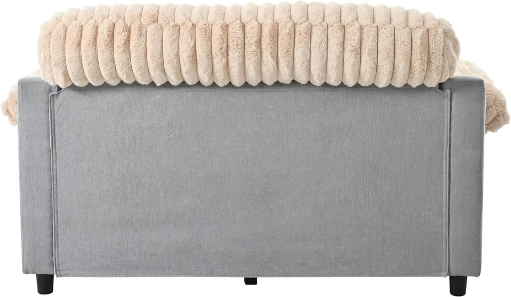 Merax 65' Oversized Chaise Lounge Chair with 2 Throw Pillows, Cloud Chaise Sofa Cozy Plush Boneless Sofa Bed for Living Room, Ergonomic Backrest & Curved Armrest (Champagne)