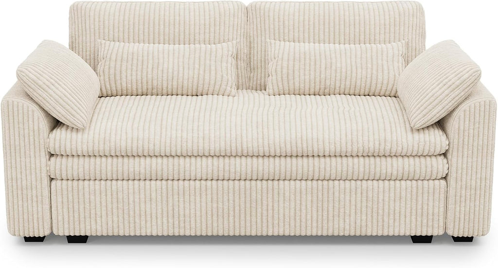 Belffin Large Modular Sectional Sofa with Deep Chaise Modular Sectional Loveseat Sofa with 9' Soft Dual-Layer 2 Seater Sofa Couch Corduroy Beige