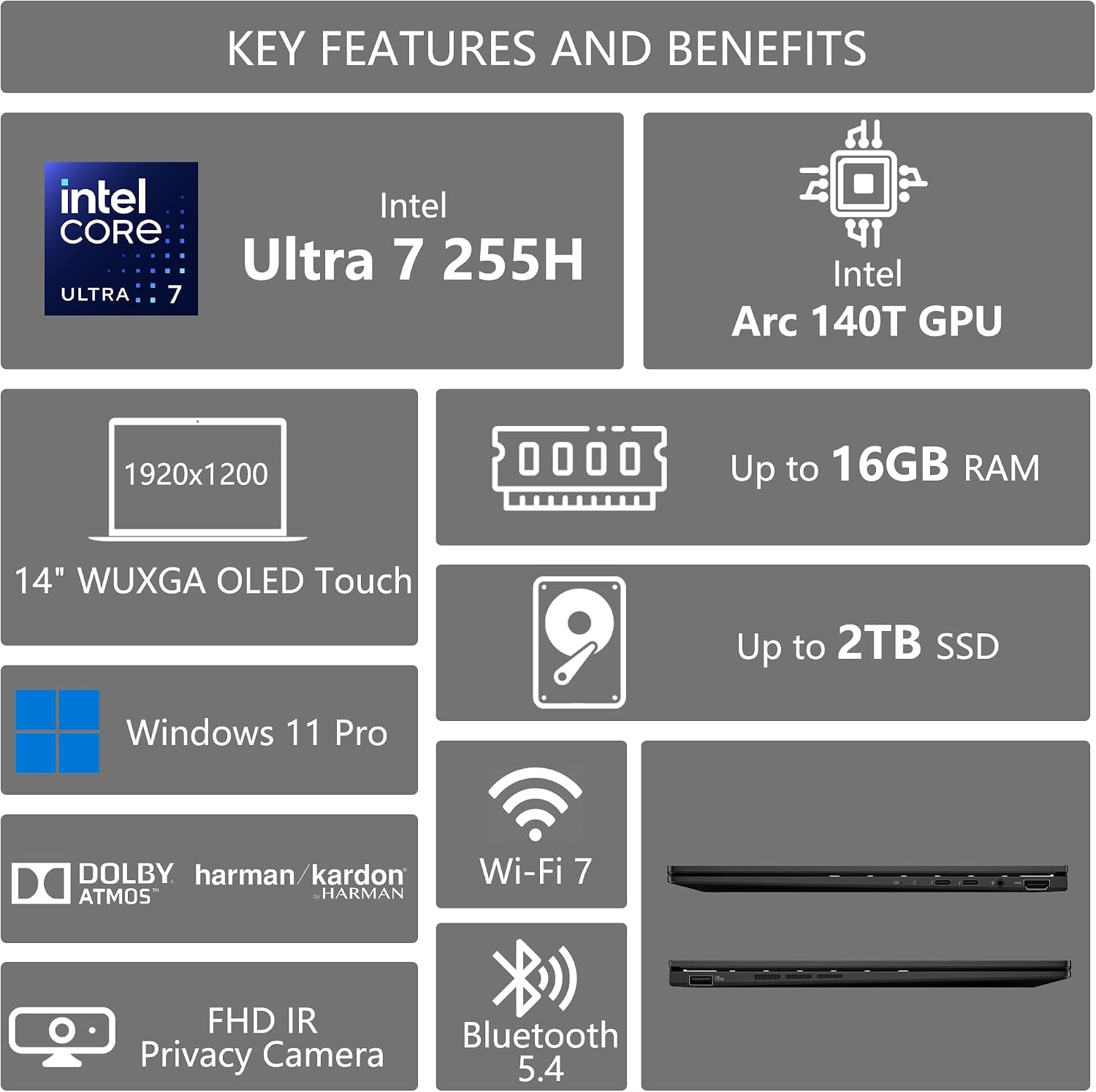 ASUS Zenbook 14 OLED Laptop | 14' WUXGA Lumina OLED Touch (100% DCI-P3, 500nits HDR) | Intel 16-core Ultra 7 255H (Up to 13 Tops) | 16GB DDR5 1TB SSD | Backlit Fingerprint Win11Pro w/DLCA Accessory
