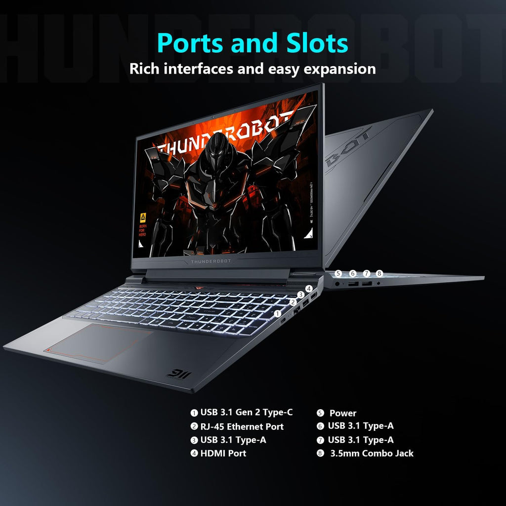 Thunderobot Storm 15 4050 Gaming Laptop, Intel Core i7-13620H, GeForce RTX 4050, 15.6' FHD 165Hz Display, 16GB RAM, 512GB SSD, Backlit Keyboard, HDMI, Wi-Fi, Win 11 Home, Black