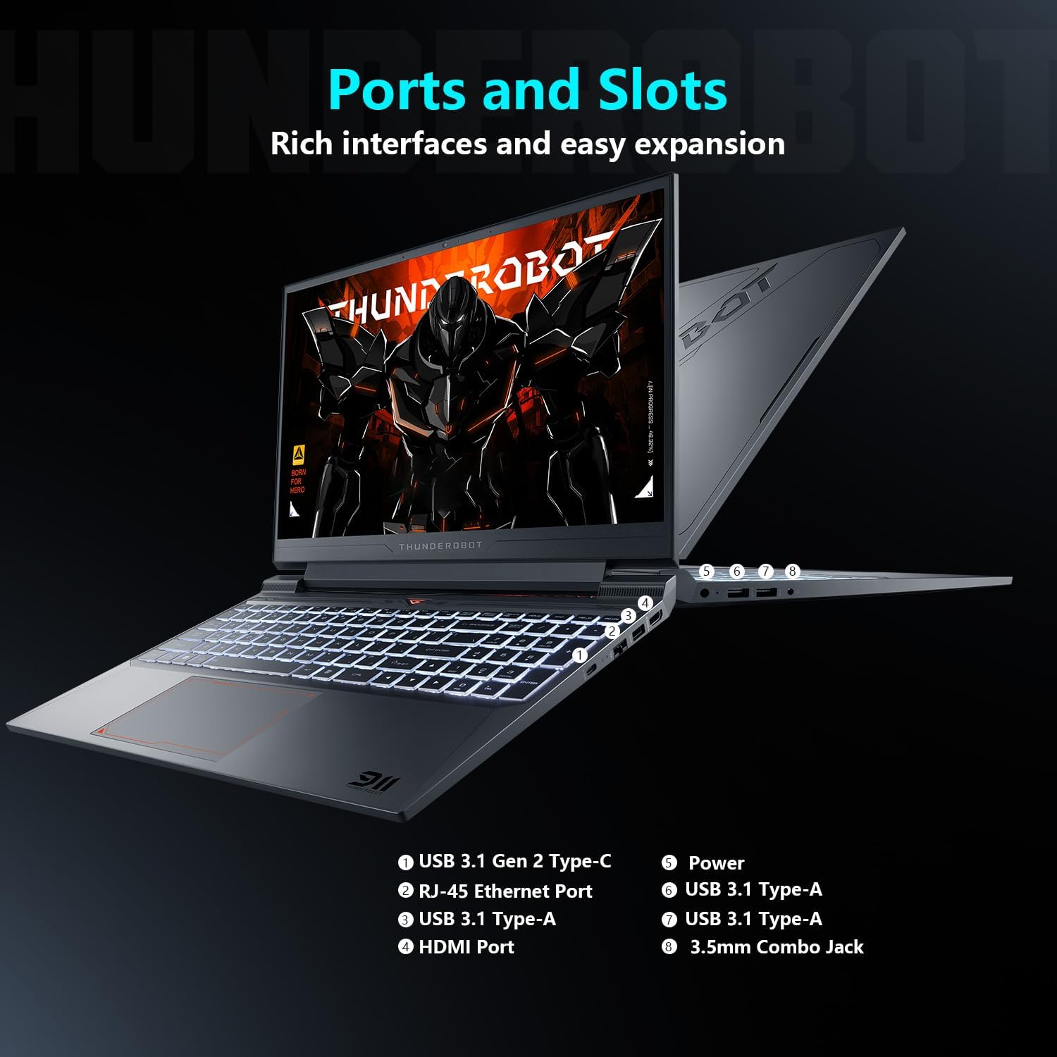Thunderobot Storm 15 4050 Gaming Laptop, Intel Core i7-13620H, GeForce RTX 4050, 15.6' FHD 165Hz Display, 16GB RAM, 512GB SSD, Backlit Keyboard, HDMI, Wi-Fi, Win 11 Home, Black