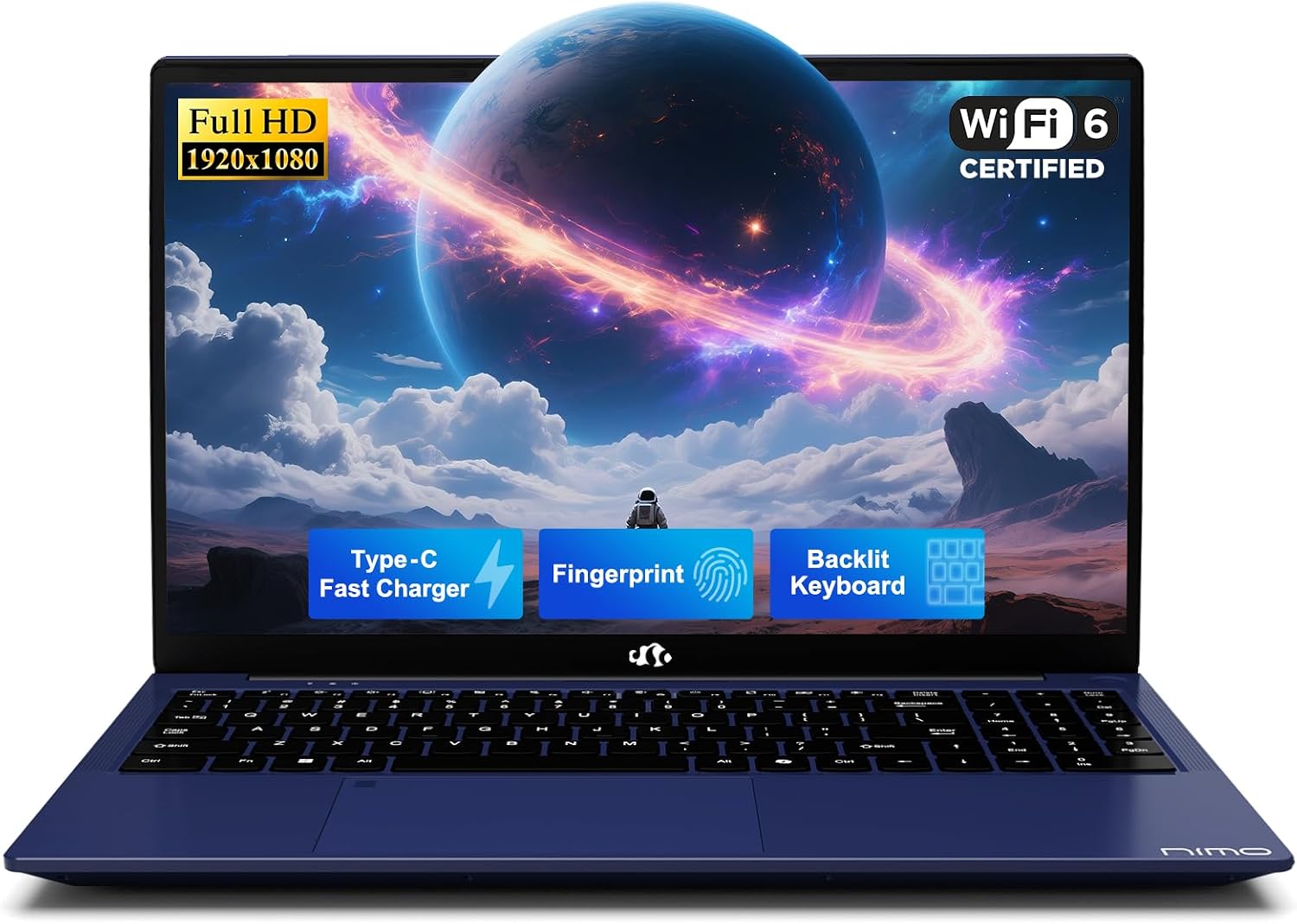 NIMO 15.6' IPS FHD-Student-Laptop, 16GB RAM 512GB SSD Intel N150(Beat to i3-10110U, 4 Cores Up to 3.6GHz) Computer with 2 Years Warranty, 65W Type-C, Fingerprint, Backlit Keyboard, Wi-Fi 6, BT5.2