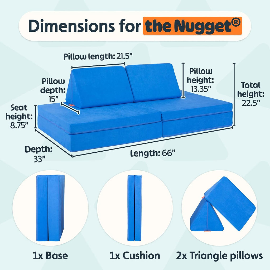 Nugget - The Original Play Couch for Kids - Modular Foam Children's Sofa for Playroom, Imagination, & Creative Open Ended Play - Washable & Convertible Playroom Furniture, Neptune