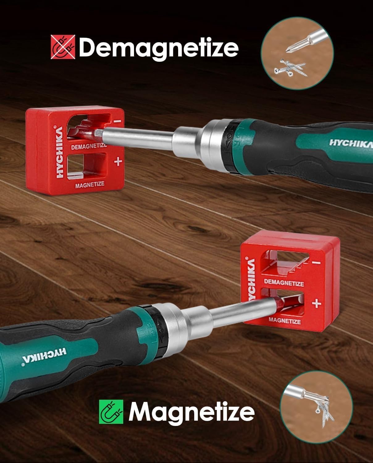 HYCHIKA Ratcheting Screwdriver 16-in-1, 18 V Max Cordless Impact Wrench, 2 Tool Combo Kit