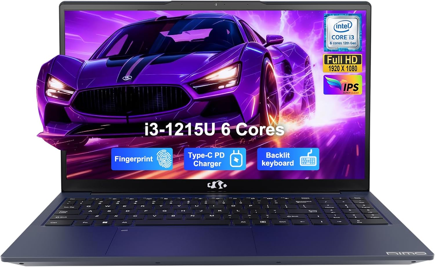 NIMO 15.6' FHD IPS Laptop, 6 Cores i3-1215U 16GB RAM 1TB SSD (Up to 4.4GHz, Beat Ryzen 5 7520U) School Computer with 65W Type-C Wi-Fi 6 Backlit KB Fingerprint for Business Home
