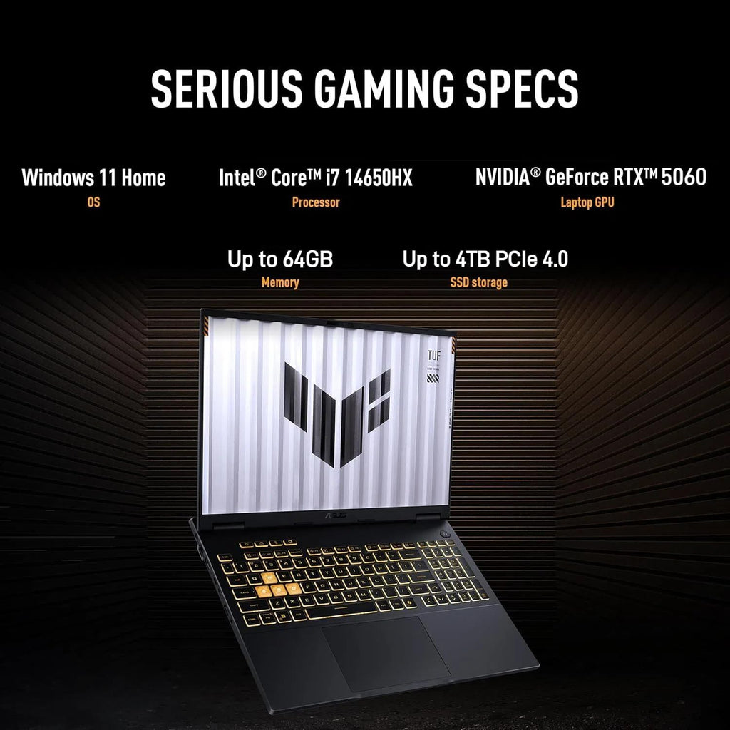ASUS 2025 TUF F16 NVIDIA RTX 5060 Gaming Laptop - Intel 16-Core i7-14650HX(Up to 5.2GHz), 16' FHD+ 165Hz Display, Windows 11 Pro, 32GB DDR5 RAM + 2TB SSD, RGB Backlit Keyboard, Wi-Fi 6E