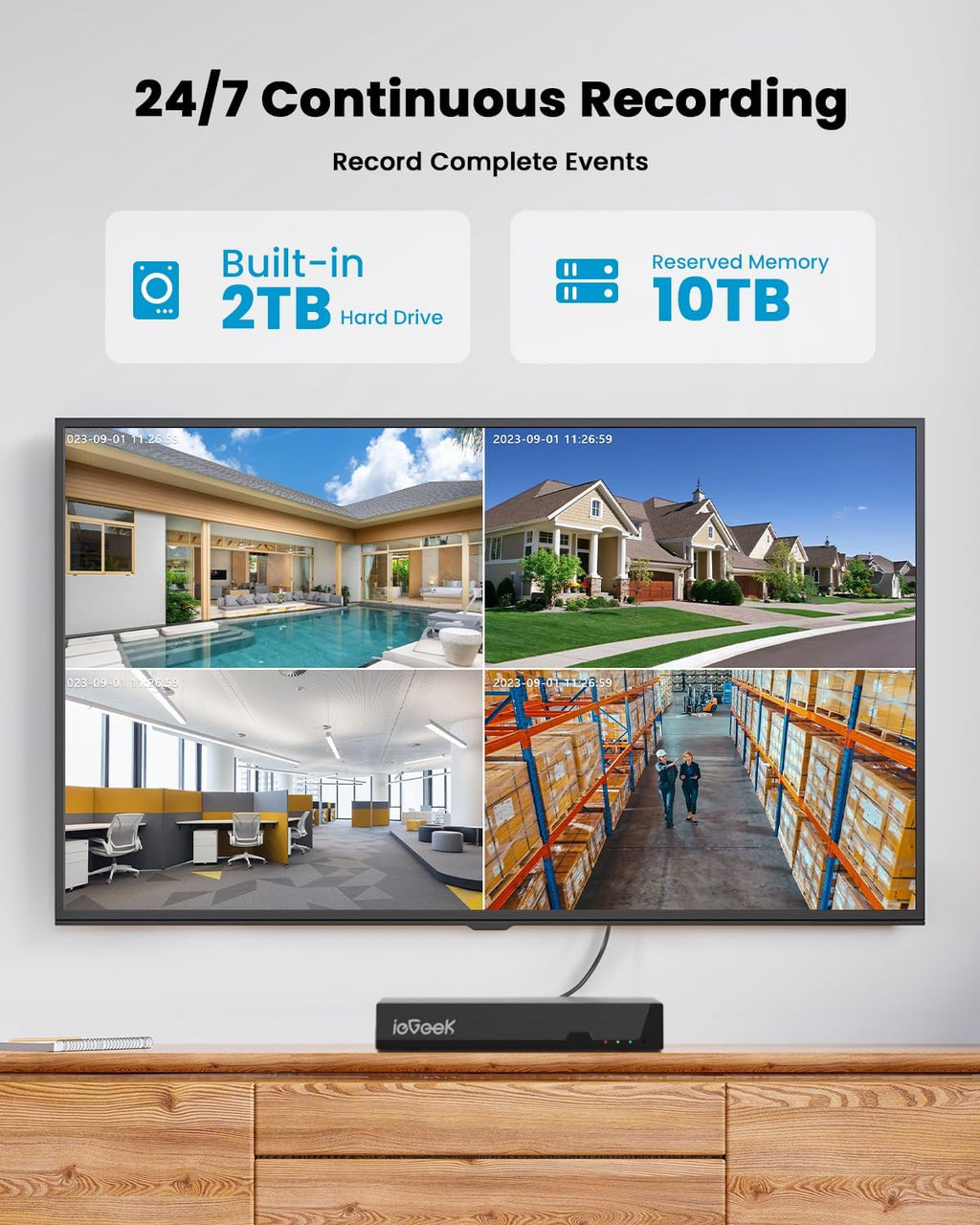 ieGeek PoE Security Camera System, 5MP Outdoor/Indoor PoE Cameras with 8CH NVR for Home Surveillance System, Wired PTZ Cam Kit w/Motion Sensor, 2-Way Audio, Color Night Vision,AI Detection,24/7 Record