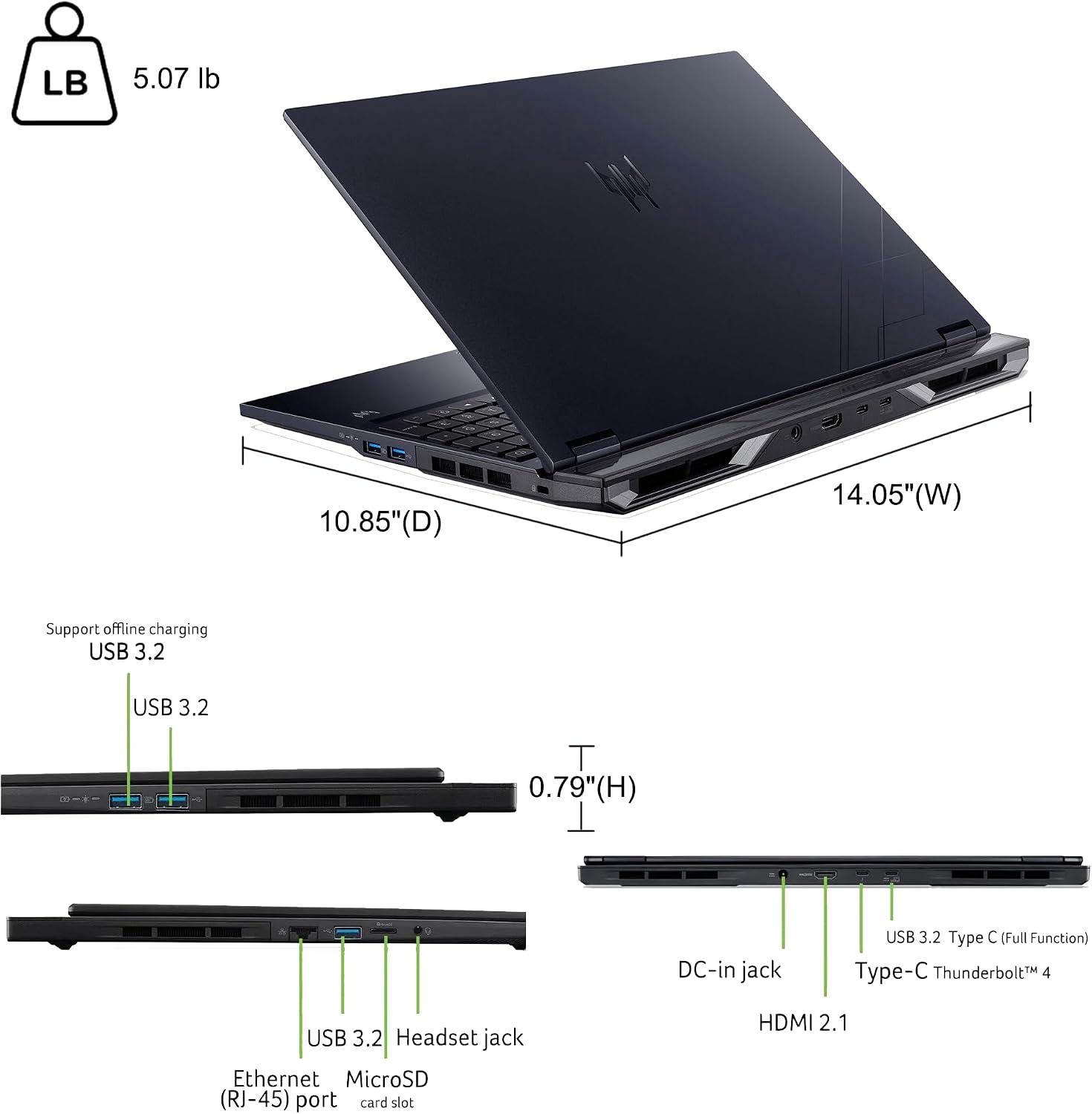 acer Predator Helios Neo 16 AI Gaming Laptop 16' 2560x1600 IPS 240Hz (100% DCI-P3 500nits) Intel 24-core Ultra 9 275HX 64GB RAM 1TB SSD GeForce RTX 5070 Ti (Up to 992 AI Tops) Win11 ICP Hub