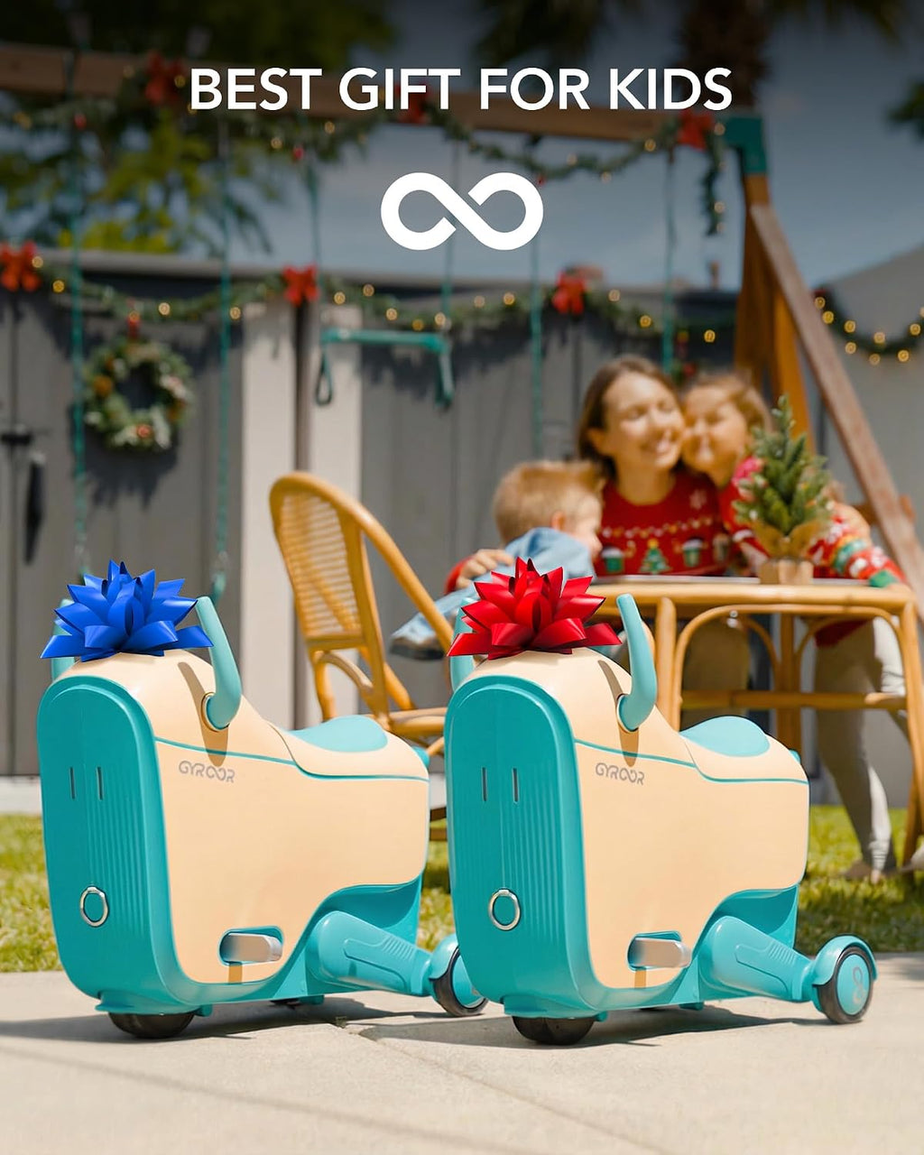 Gyroor Kids Electric Ride On Car Toy for Ages 4-8, 2-in-1 Airplane Travel Suitcase with Storage, 3 Speed Modes, Flashing LED Wheels, Rechargeable Battery for Indoor and Outdoor Play