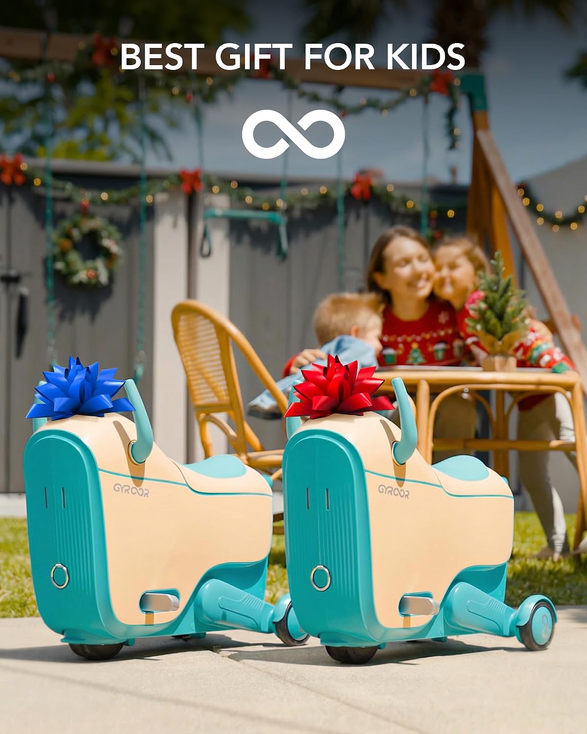 Gyroor Kids Electric Ride On Car Toy for Ages 4-8, 2-in-1 Airplane Travel Suitcase with Storage, 3 Speed Modes, Flashing LED Wheels, Rechargeable Battery for Indoor and Outdoor Play