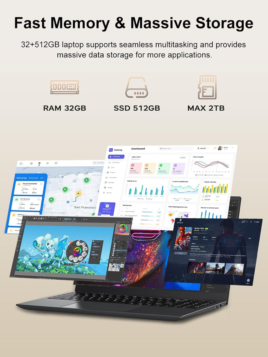BLUEING 15.6-Inch Laptop Computer, Gold 6500Y Processor (Up to 3.4GHz), 32GB RAM 512GB SSD, 1080P FHD IPS Display, Win11, Type-C, HDMI, USB3.2, BT5.2, WiFi 5, Laptops
