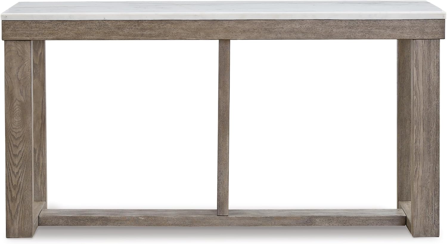 Signature Design by Ashley Loyaska Casual Sofa Table with Marble Top, Brown & White