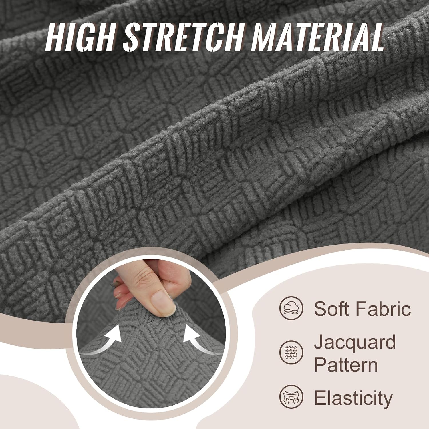 HDCAXKJ Sectional Couch Cover L Shape Stretch Sofa Covers Washable Jacquard Corner Couch Slipcover Non Slip Sectional Slip Cover U Shaped Furniture Protector for Pets Dogs (Dark Grey, Small)