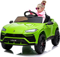 Electric Car for Kids 12V Licensed Lamborghini Ride On Car with Remote Control,Max Speed 2.5Mph,LED Lights,Music Players,Opening Doors,Spring Suspension,Toddler Cars to Drive (Green)