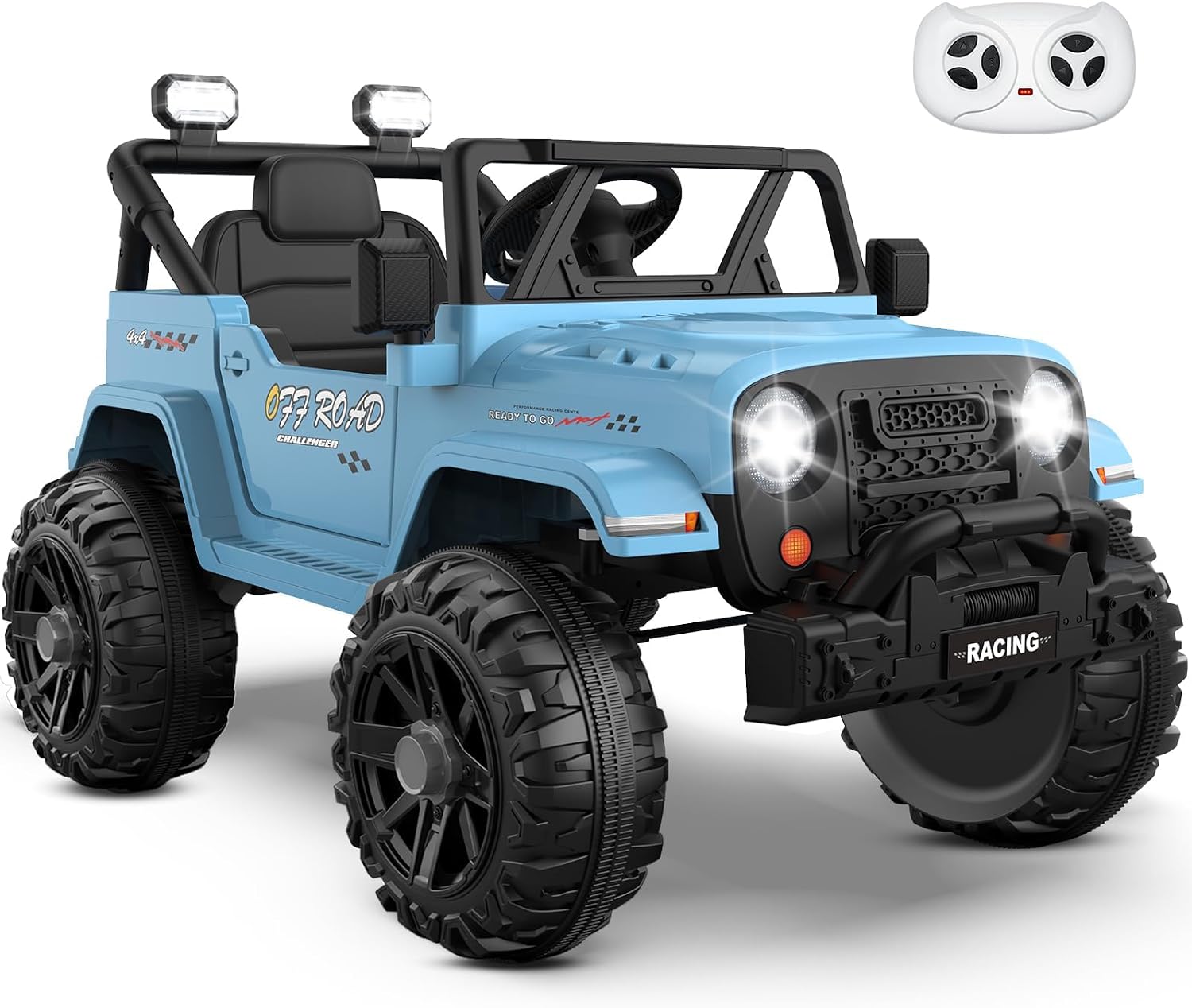 ARBELI 12V Ride On Truck Car with Remote Control, Kids Electric Vehicles with Bluetooth Music, Horn, 3 Speeds, 4 LED Lights, Soft Start, Ride on Toys for Toddler Boys & Girls (Blue)