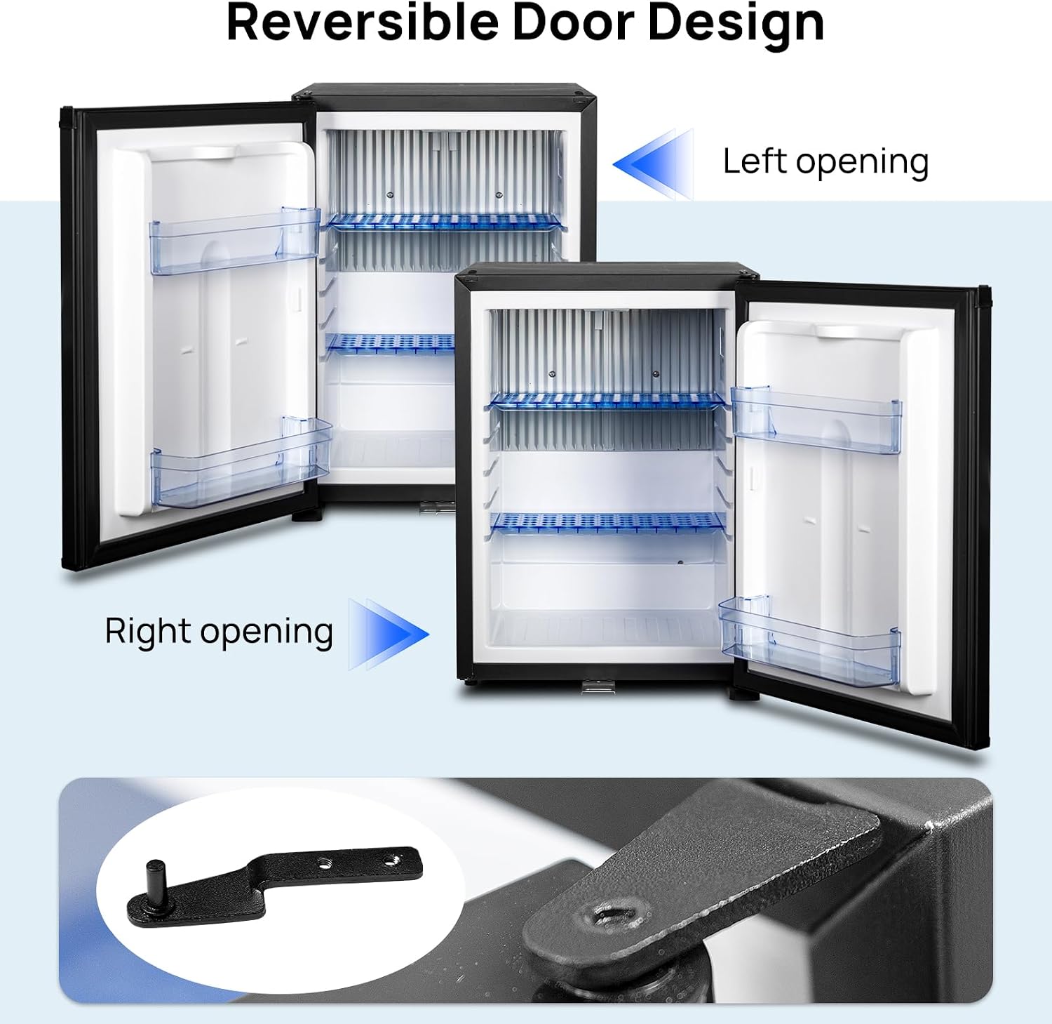 Mini Fridge with lock 110V/12V Compact Refrigerator 1.4 Cu.Ft, Reversible Door, Quiet Absorption, Mini Fridge for Bedroom Office RV Camper Semi Truck