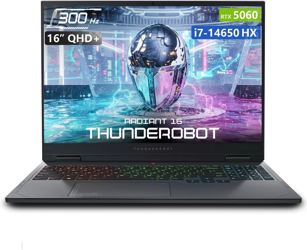 Thunderobot Radiant 16 5060 Gaming Laptop, 16' QHD+ 300Hz 2.5K Display, Core i7-14650HX, NVIDIA GeForce RTX 5060, 16GB DDR5 RAM, 1TB SSD, RGB Backlit Keyboard, Wi-Fi 6, Win11 Home