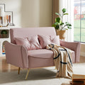 Brelice 48' Faux Leather Loveseat Sofa, Modern Small Couch for Small Space with 2 Pillows, 2 Seater Couch for Living Room, Bedroom, Office, Apartment (Pink)