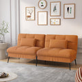 COMHOMA Convertible Sofa Bed,72″Fabric Couch with Adjustable Backrest,Loveseat Recliner Sleeper Living Room Furniture futon Set (Brown)